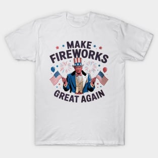 Make Fireworks Great Again Trump Glitter Happy 4th Of July T-Shirt
